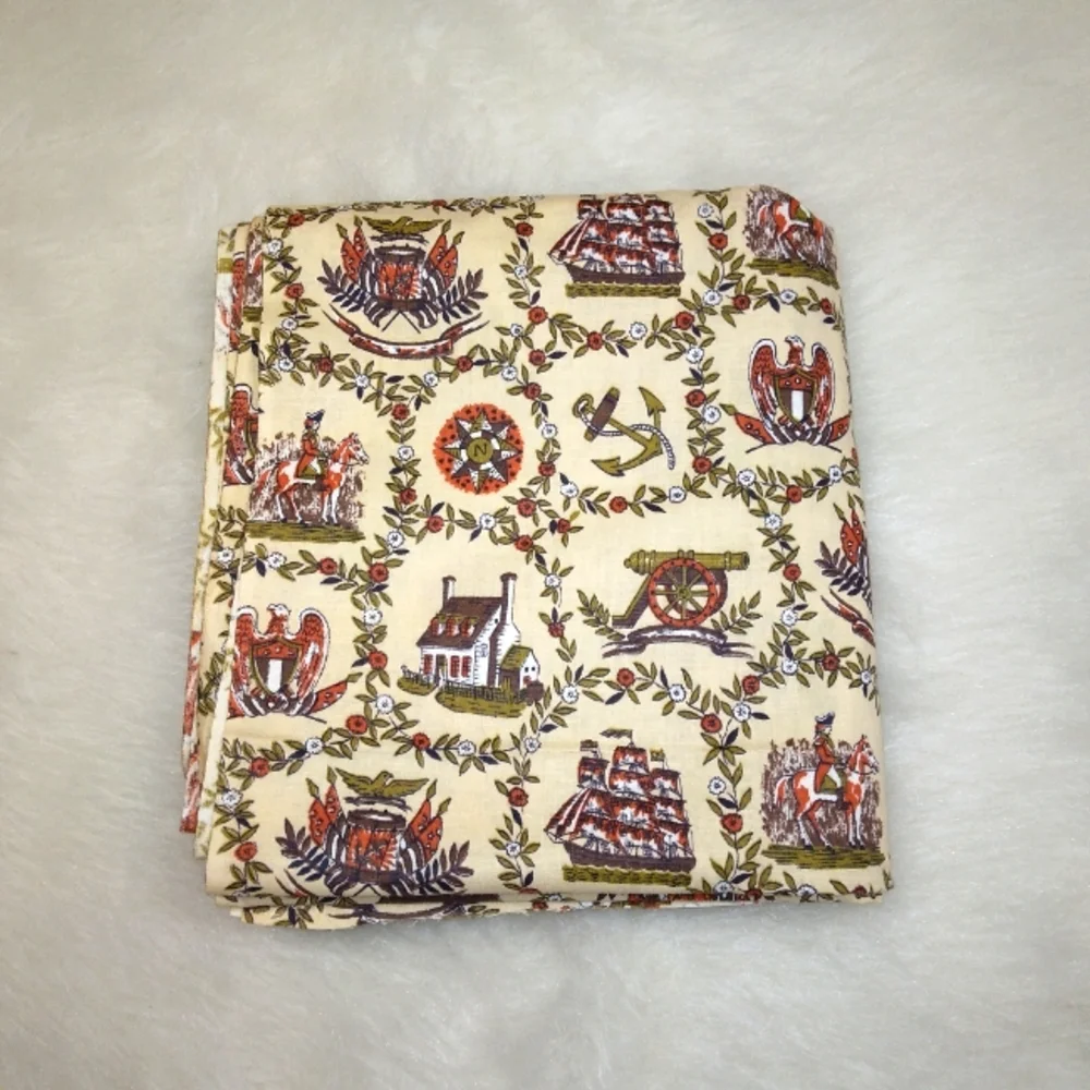 FABRIC Charming Vintage Americana Print Fabric, 4 yd x 36 in
